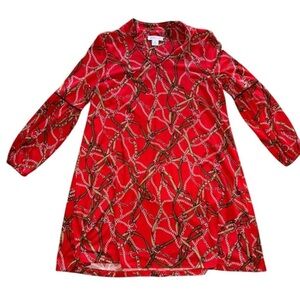 Kentucky Derby Bound!  Skye's the Limit Red and Brown Equestrian Chain Dress